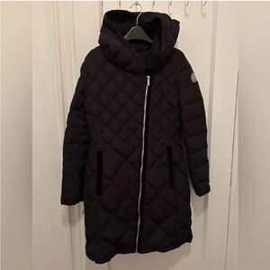 Calvin Klein Women's Quilted Black Hooded Down Coat